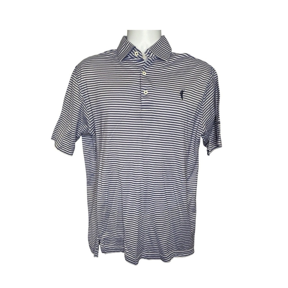 MARTIN Mens Striped Pima Cotton Polo Shirt Size XL Golf Casual Tennis Breathable